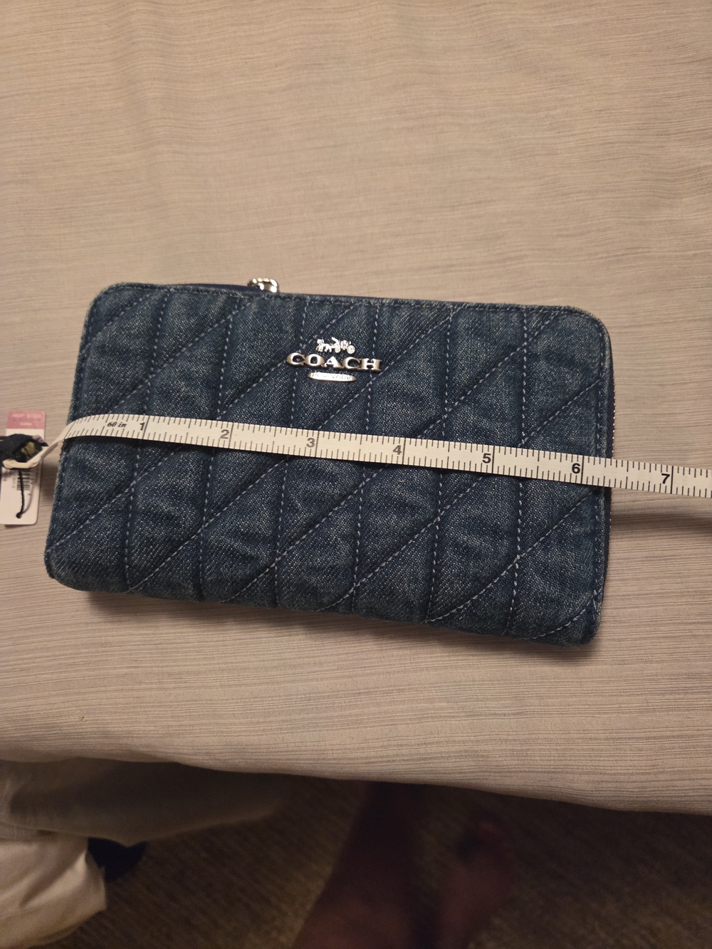 COACH Quilted Denim Zip Wallet - Blue